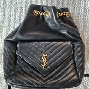 Yves Saint Laurent Black Leather Quilted Backpack